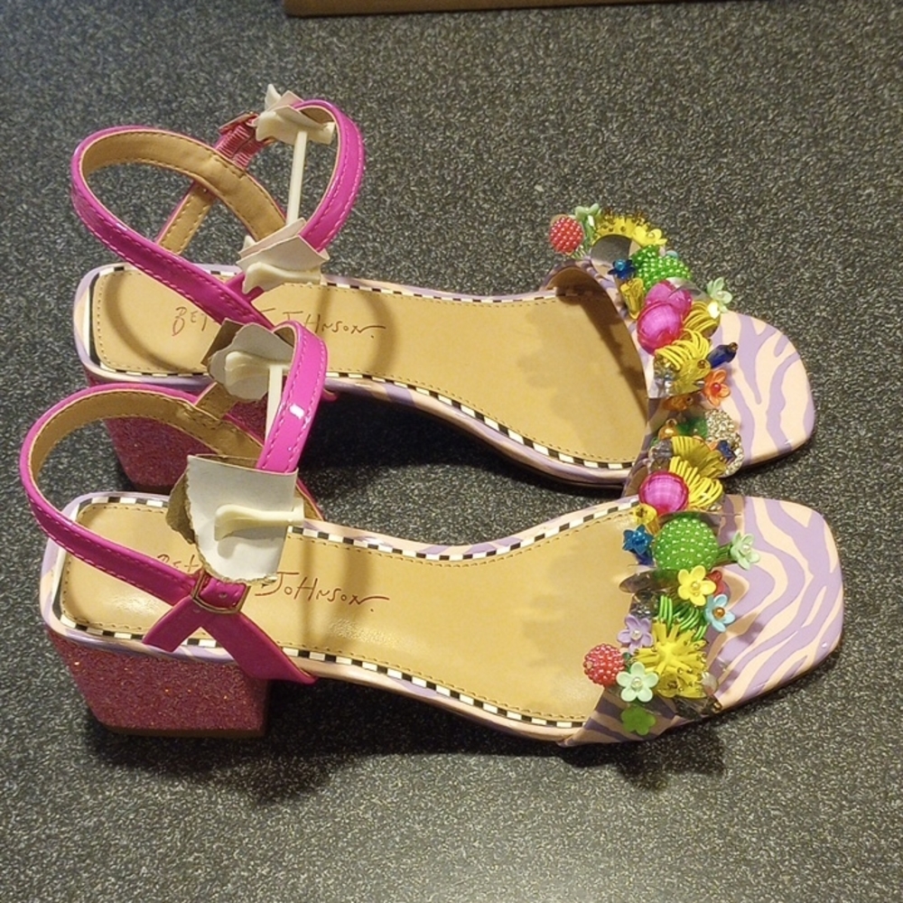 Betsey Johnson Pink and Multicolor Embellished Heels